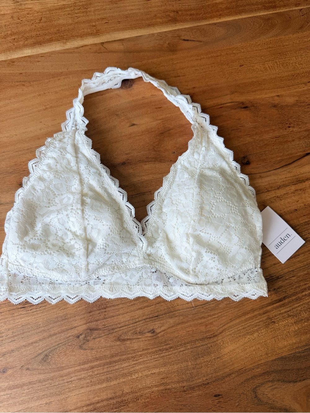 NWT Auden White Lace Halter Bralette
